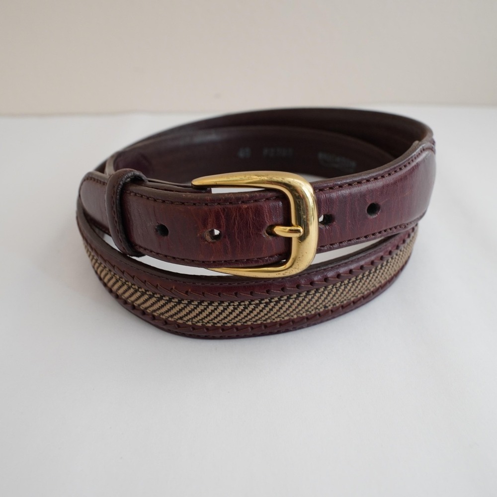 Brighton Leather Belt Mens 40 Brown Woven Gold Buckle Classic Business Casual